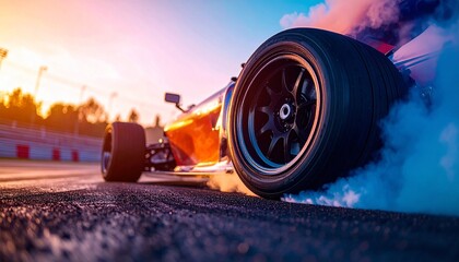 The power of speed ignites the asphalt.  