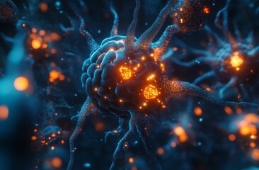 Intricate neural network with glowing energy