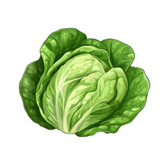 Fototapeta premium A detailed digital graphic of a whole head of fresh green cabbage, showing its vibrant green leaves and compact head structure.