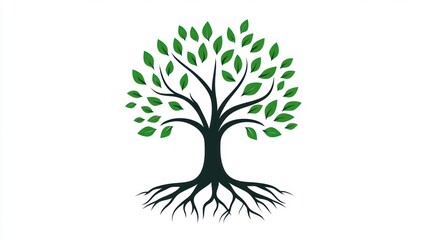 Fototapeta premium Green Tree Roots on White Background (1)