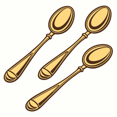small antique brass spoon white background