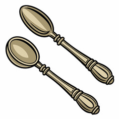 rustic vintage brass spoon isolated