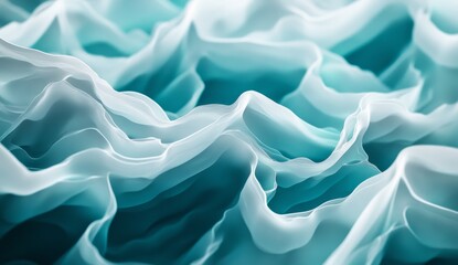 Obraz premium Abstract textured swirling folds of light teal and white