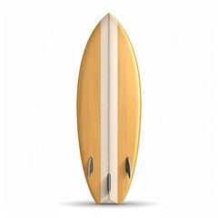Classic Wooden Surfboard Design Isolated on White