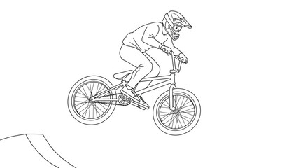Fototapeta premium Kolorowanka "BMX Bike Jump" - ekstremalna zabawa sportowa dla dzieci