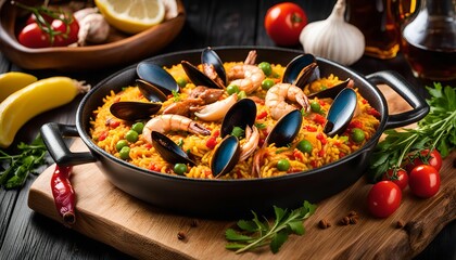 Delicious Seafood Paella Dish