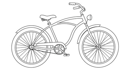Obraz premium Kids Cruiser Bicycle Wide Seat Outline Coloring Sheet Leisure Bike Art