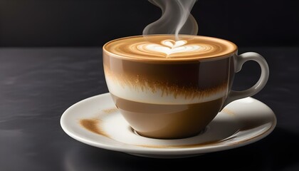 A perfectly crafted latte with beautiful heart-shaped art, served in an elegant cup.