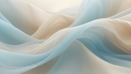 Abstract artwork featuring flowing, layered fabric in soft pastel colors, creating a serene and elegant design.