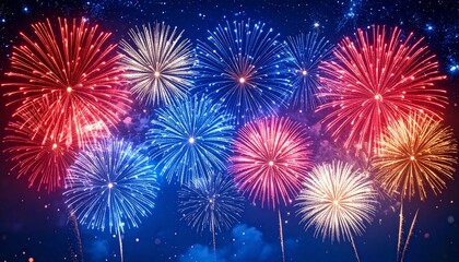 Fototapeta premium Vibrant Fireworks Display in Night Sky