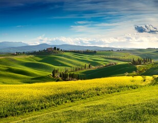 Obraz premium beautiful spring landscape in tuscany italy