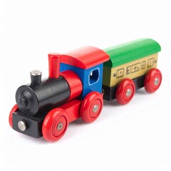 Brightly Colored Wooden Toy Train for Children Play