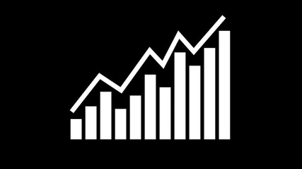 Business graph animation increased. 12 graph bar animation increased.Business growth concept in graph chart showing marketing sales profit increasing to future target.