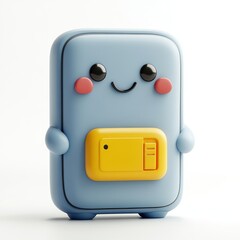 3D cartoon battery icon full charged, white solid background