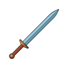 Long Dagger Vector Illustration — Sharp Medieval Blade