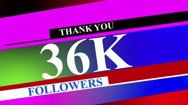 Abstract thank you 36K followers modern animation design. That's represents a figure of followers number.