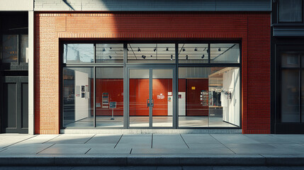 Empty retail storefront with large glass windows and modern design, inviting exploration