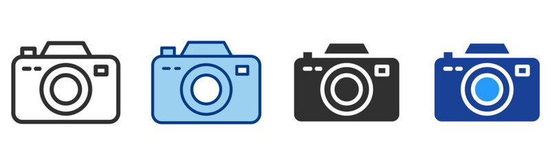 Camera Icon Multiple Style Vector Collection 