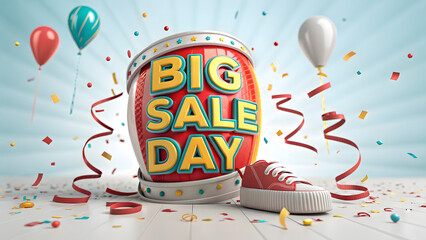 Create a vibrant and eye-catching 3D-style promotional graphic that highlights a product. The design should feature a Round speech signs.