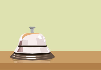 Call Bell on a wooden desk illustration. Editable Clip Art. 
