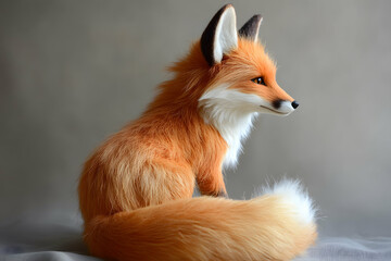 Obraz premium Detailed Image of Red Fox with Curled Tail in Natural Setting