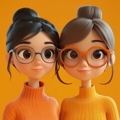 Fototapeta premium 3D cartoon group chat app with animated avatars