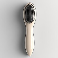 3D cartoon hairbrush with bristles, white solid background
