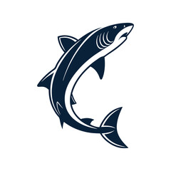 Fish Silhouette Vector, Black Marine Animal Clipart, Fishing Symbol Illustration