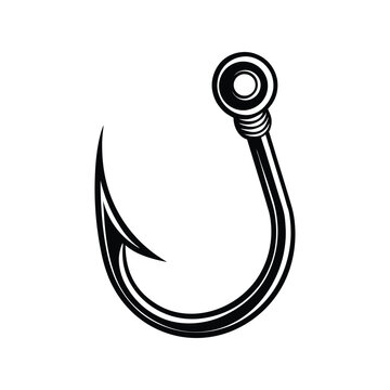 recommend clip art: Fishing Hook Silhouette Vector, Angling Gear Clipart, Black Minimal Line Art