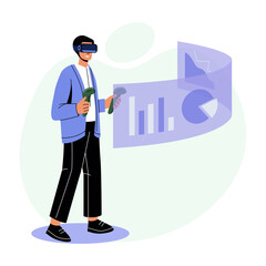 A character doing employee business, flat style illustration