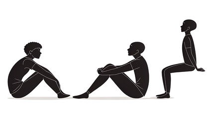 Black vector silhouettes illustrate the evolution of sport and fitness for women and men