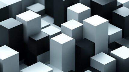 Fototapeta premium Abstract Cityscape Monochromatic Cubic Forms