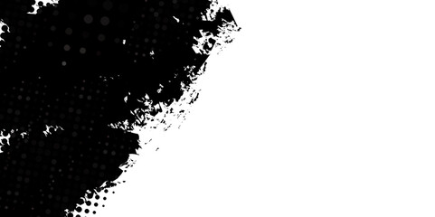 Abstract Grunge Halftone Ink Texture Background for Abstract Design. Black Brush Stroke with Halftone Dots and Grunge Texture. 