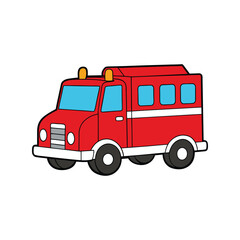 Fire Truck Vector Illustration, Emergency Vehicle Design, Red Fire Engine Graphic, Rescue Transport Icon