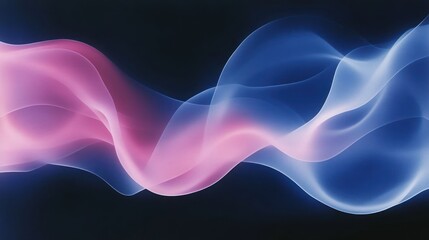 Obraz premium Abstract flowing waves in pink and blue against a dark background.