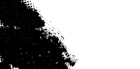 Obraz premium Abstract Grunge Halftone Ink Texture Background for Abstract Design. Black Brush Stroke with Halftone Dots and Grunge Texture. 