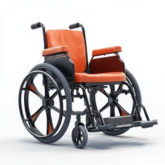 Fototapeta premium 3D cartoon wheelchair with bright accents, white solid background