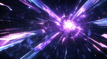 Obraz premium A vibrant, abstract depiction of light and energy radiating outward in a cosmic setting.