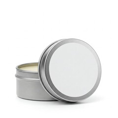Coconut Oil Lip Balm Metal Tin Blank Label Isolated on White