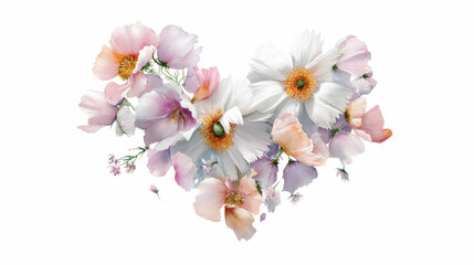 Heart-shaped arrangement of white and pink flowers with delicate petals Stand For Children Day