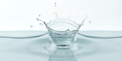 Clean Water Splashing into Glass Pure Hydration Refreshing Drink