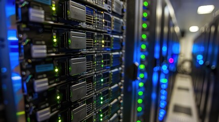 Server racks in data center technology infrastructure