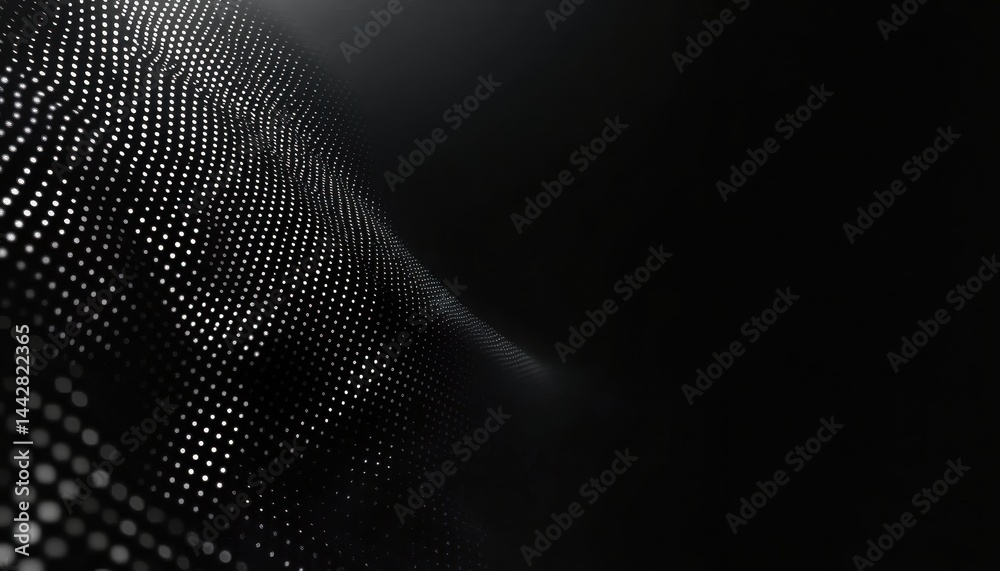 Aufkleber abstract black and white dotted particle background with glowing light