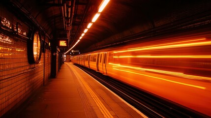 Fototapeta premium Subway train at night