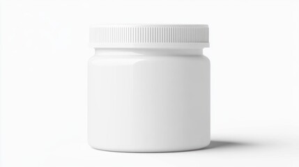 White Plastic Jar on White Background
