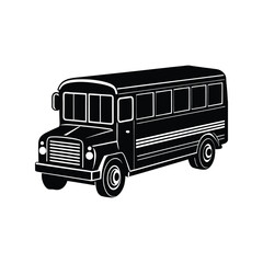School Bus Silhouette Vector, black Vehicle Icon, Education Transport Illustrations

