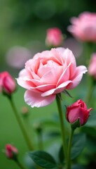 Obraz premium Soft focus, pastel bouquet, blurred garden blooms, background, romantic, beauty