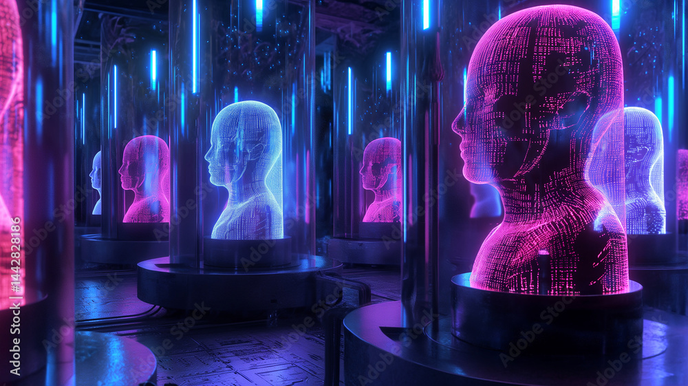Aufkleber this neural networks are displayed as glowing figures, symbolizing digital minds ready for explorati