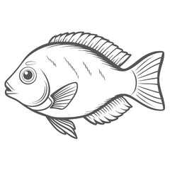 Azure Damselfish Line Art Illustration