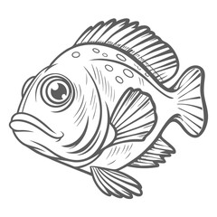 Arc-Eye Hawkfish Line Art Illustration